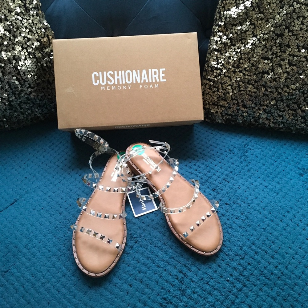 Cushionaire Clear with Stud Sandals, New with tags! Memory foam soles. .. Size 8